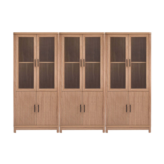 Jodie Mid-Century Modern 31" Bookcase Cabinet in Maple (6-Shelf) - Set of 3 3-BC001-MP