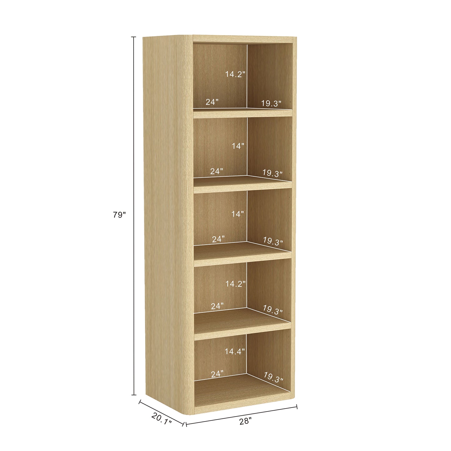 Rivington Modern 28" Open Bookcase in Natural Oak - Set of 3 3-BC003-NA