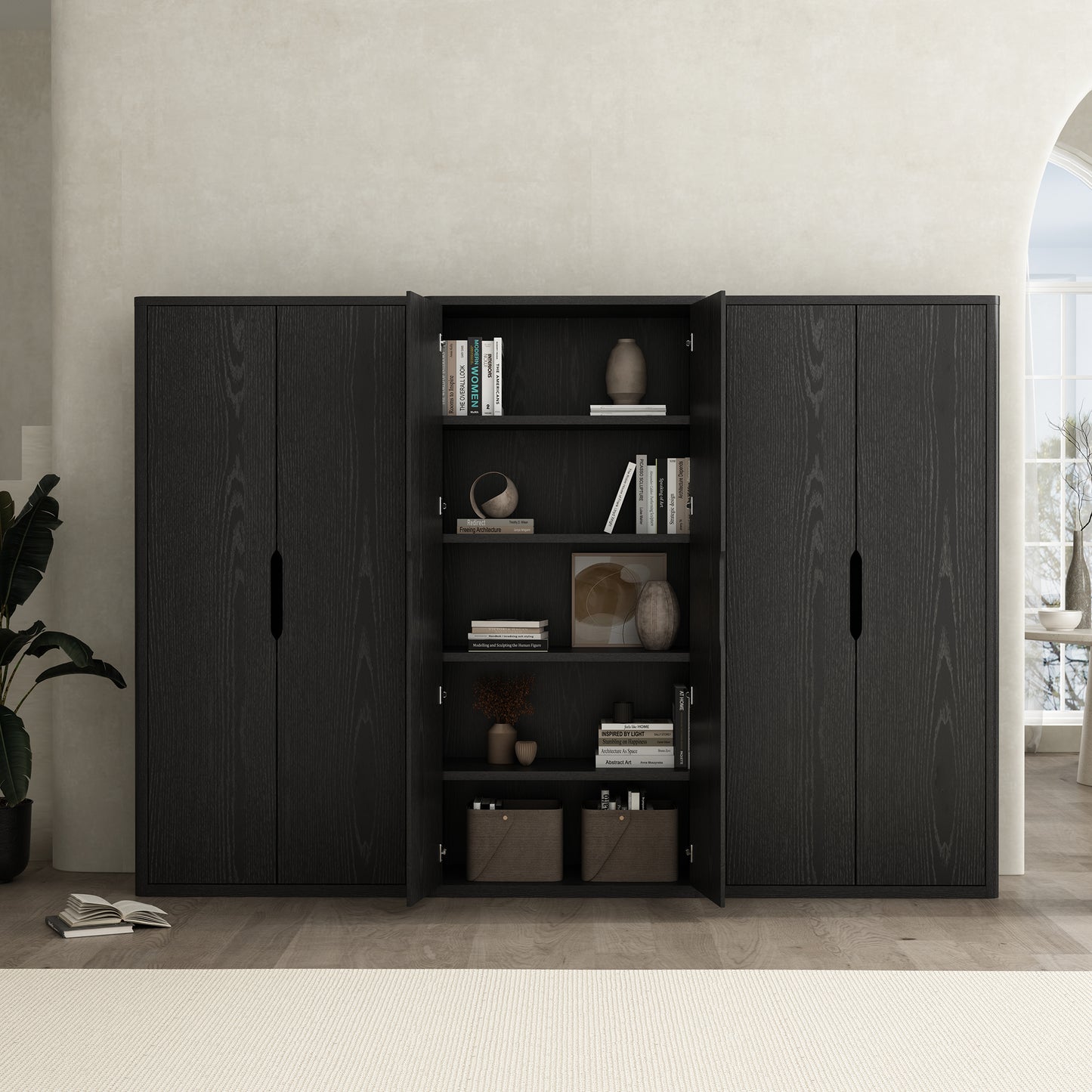 Rivington Modern 38" Bookcase Cabinet in Black - Set of 3 3-BC004-BK