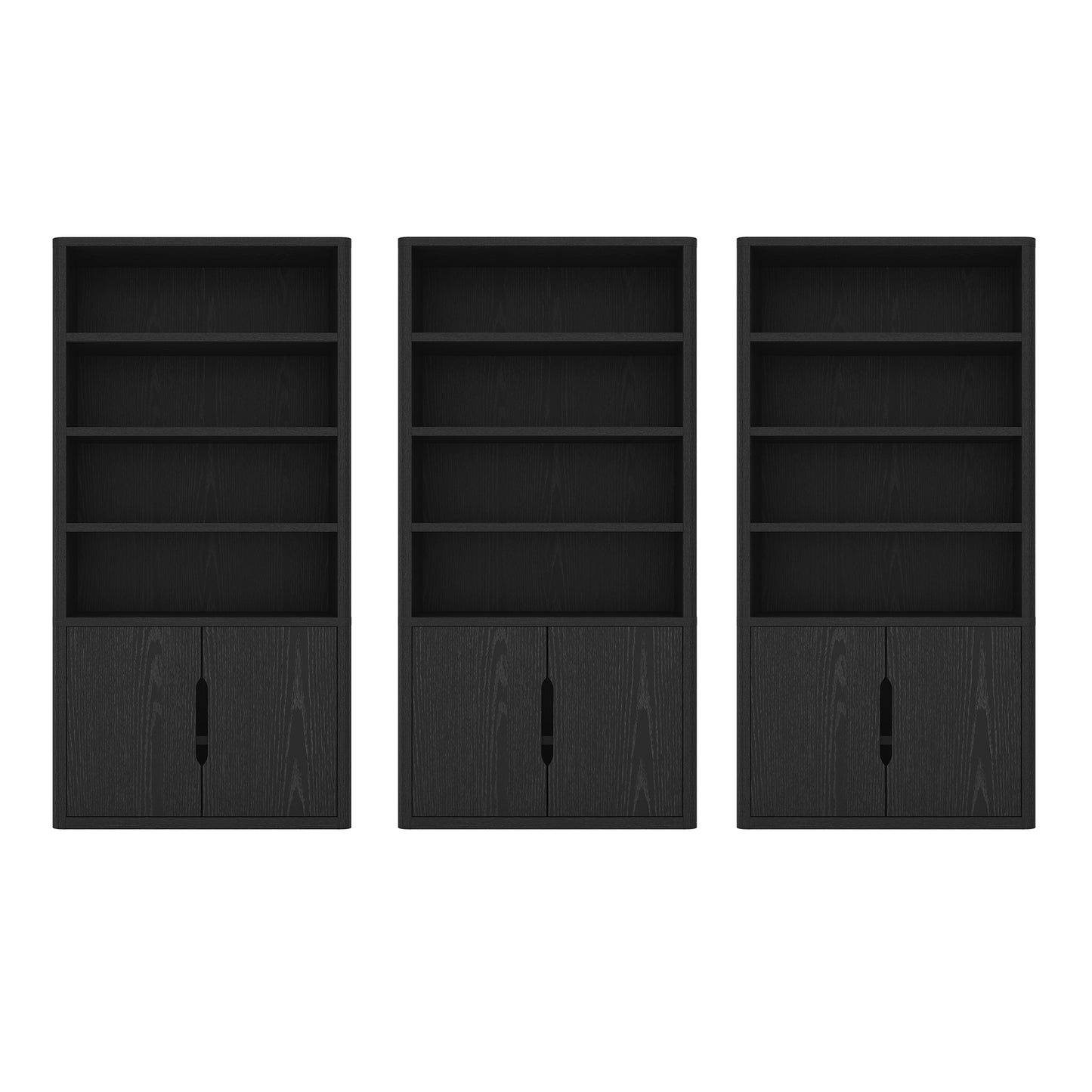 Rivington Modern 40" Bookcase Cabinet in Black - Set of 3 3-BC006-BK