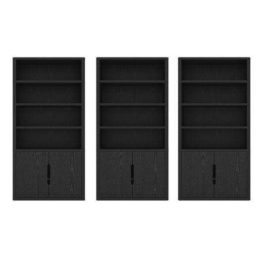 Rivington Modern 40" Bookcase Cabinet in Black - Set of 3 3-BC006-BK