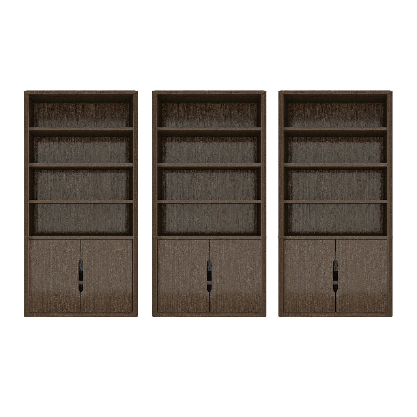 Rivington Modern 40" Bookcase Cabinet in Walnut - Set of 3 3-BC006-BR