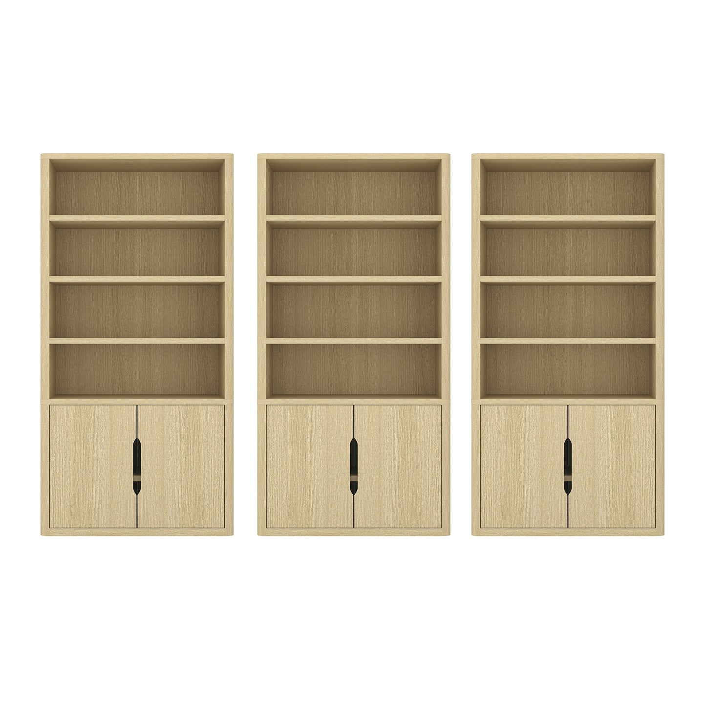 Rivington Modern 40" Bookcase Cabinet in Natural Oak - Set of 3 3-BC006-NA