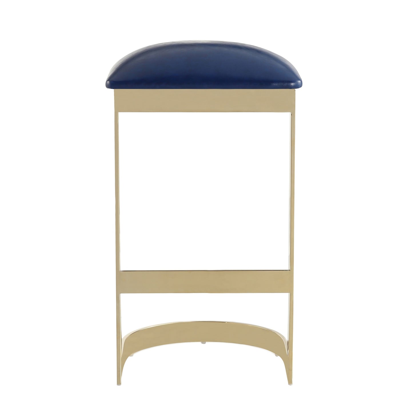 Manhattan Comfort Aura 28.54 in. Blue and Polished Brass Stainless Steel Bar Stool (Set of 3) 3-BS006-BL