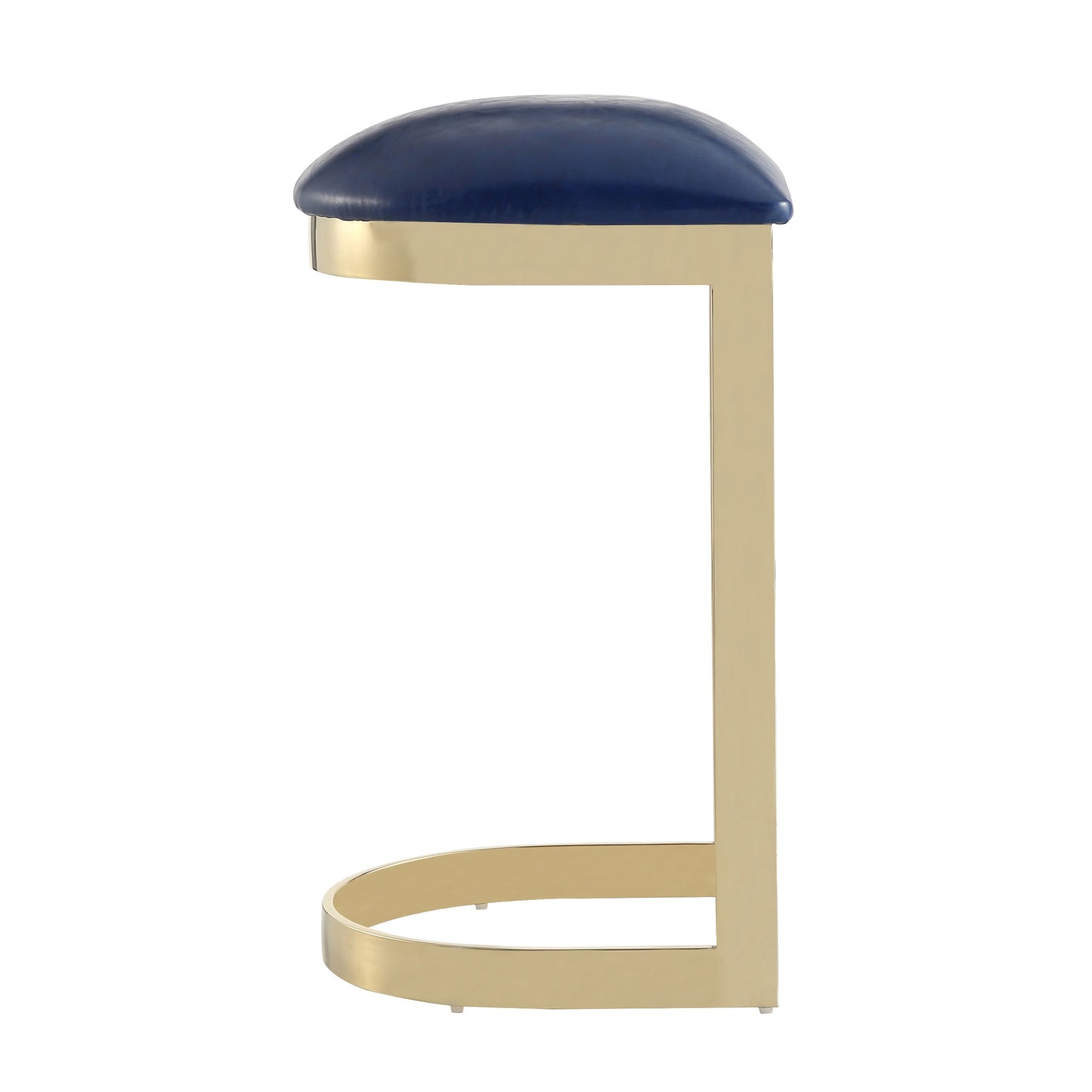 Manhattan Comfort Aura 28.54 in. Blue and Polished Brass Stainless Steel Bar Stool (Set of 3) 3-BS006-BL