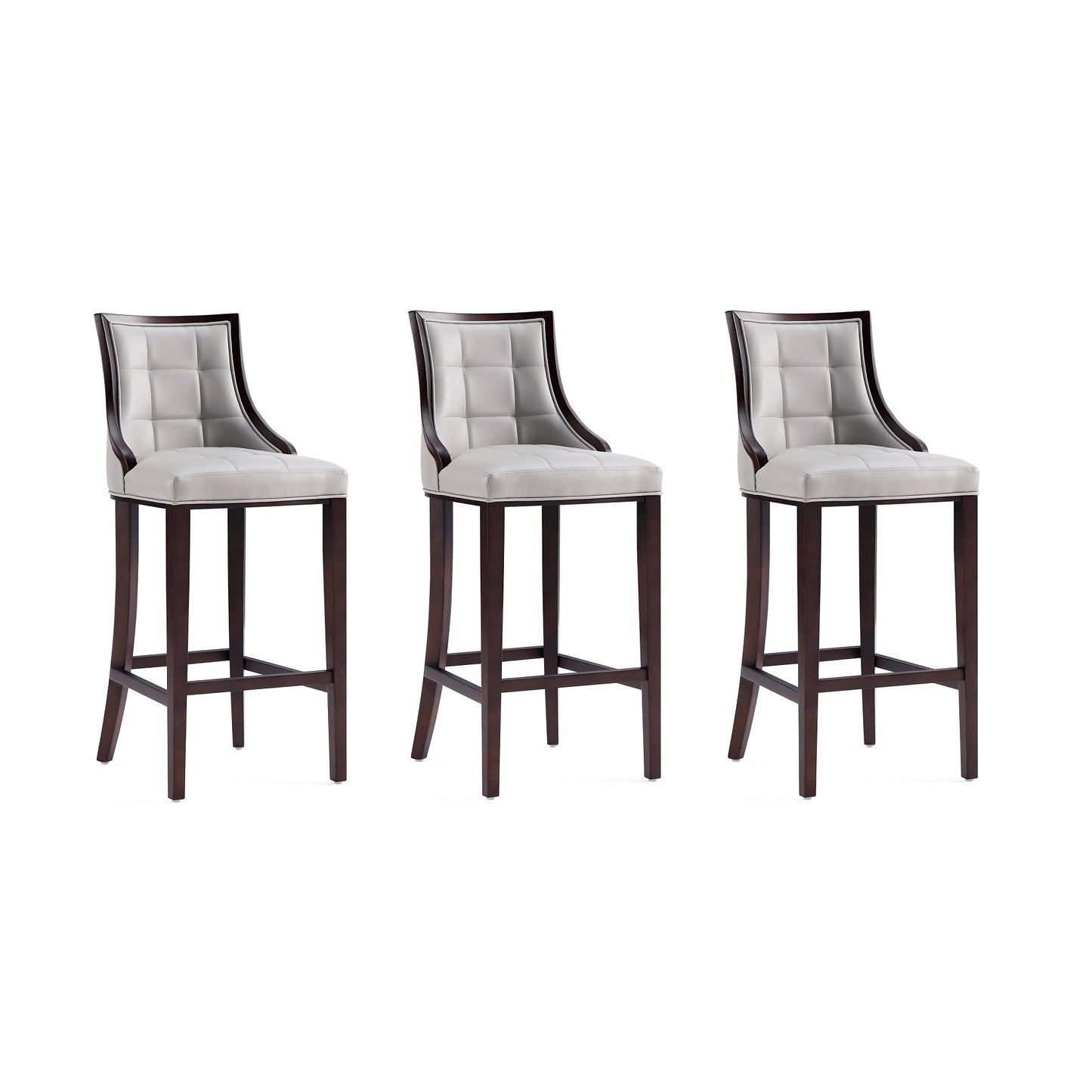 Manhattan Comfort Fifth Avenue Faux Leather Barstool in Light Grey (Set of 3) 3-BS007-LG