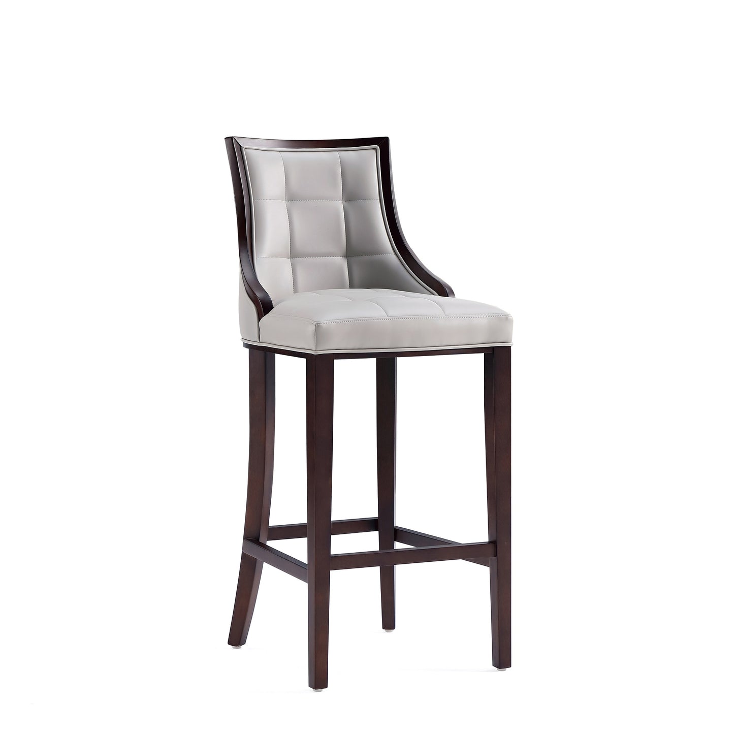 Manhattan Comfort Fifth Avenue Faux Leather Barstool in Light Grey (Set of 3) 3-BS007-LG