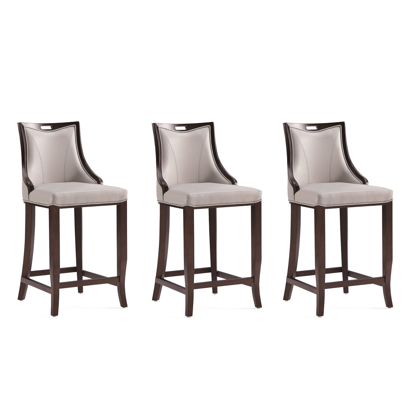 Manhattan Comfort Emperor 41 in. Walnut Beech Wood Bar Stool (Set of 2 or 3)