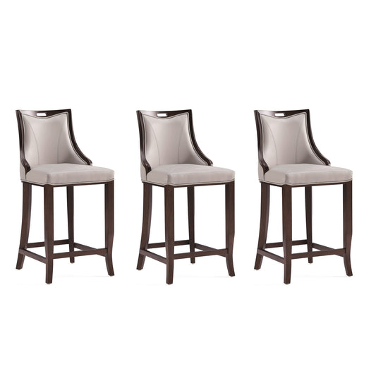 Manhattan Comfort Emperor Faux Leather Barstool in Light Grey (Set of 3) 3-BS008-LG