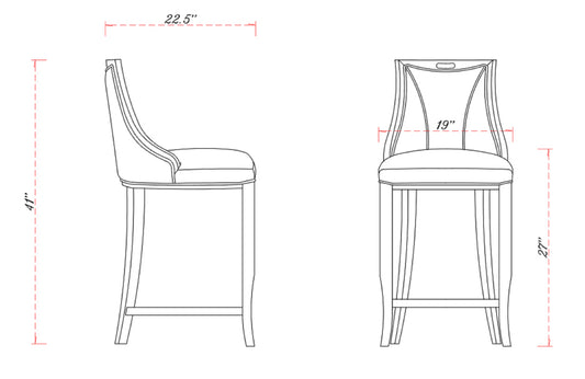 Manhattan Comfort Emperor 41 in. Pearl White and Walnut Beech Wood Bar Stool (Set of 3) 3-BS008-PW