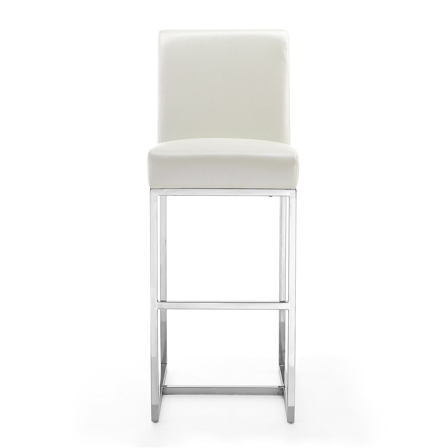 Manhattan Comfort Element 42.13 in. Pearl White and Polished Chrome Stainless Steel Bar Stool (Set of 3) 3-BS010-PW