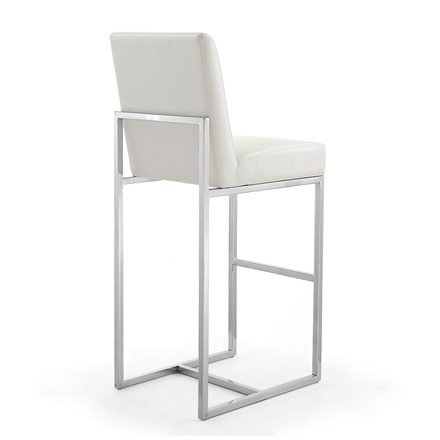 Manhattan Comfort Element 42.13 in. Pearl White and Polished Chrome Stainless Steel Bar Stool (Set of 3) 3-BS010-PW