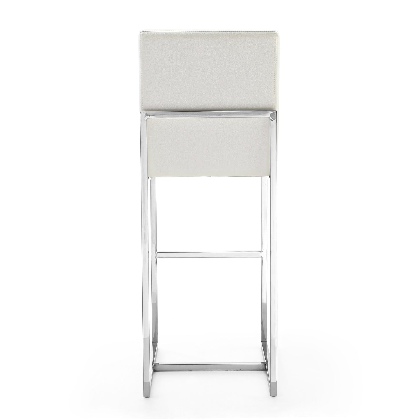 Manhattan Comfort Element 42.13 in. Pearl White and Polished Chrome Stainless Steel Bar Stool (Set of 3) 3-BS010-PW
