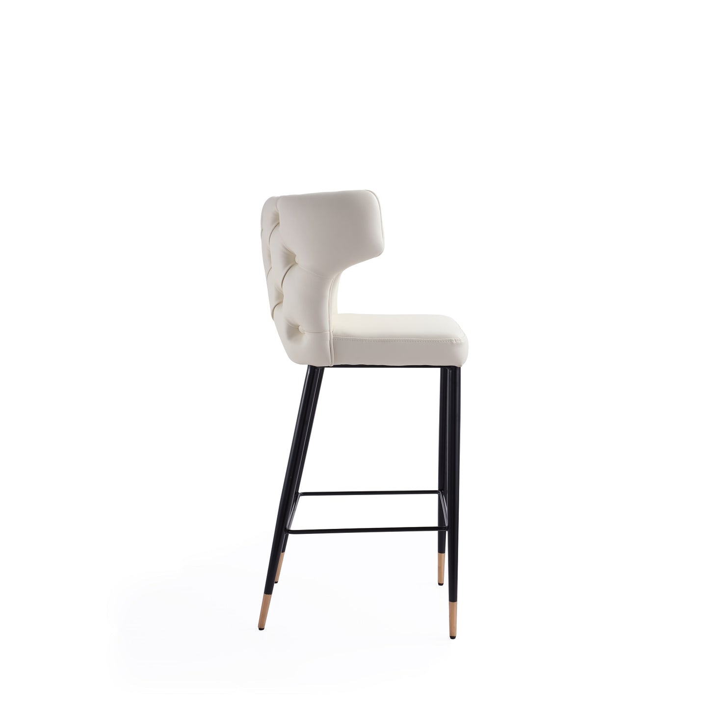 Manhattan Comfort Holguin 41.34 in. Cream, Black and Gold Wood Barstool (Set of 3) 3-BS011-CR