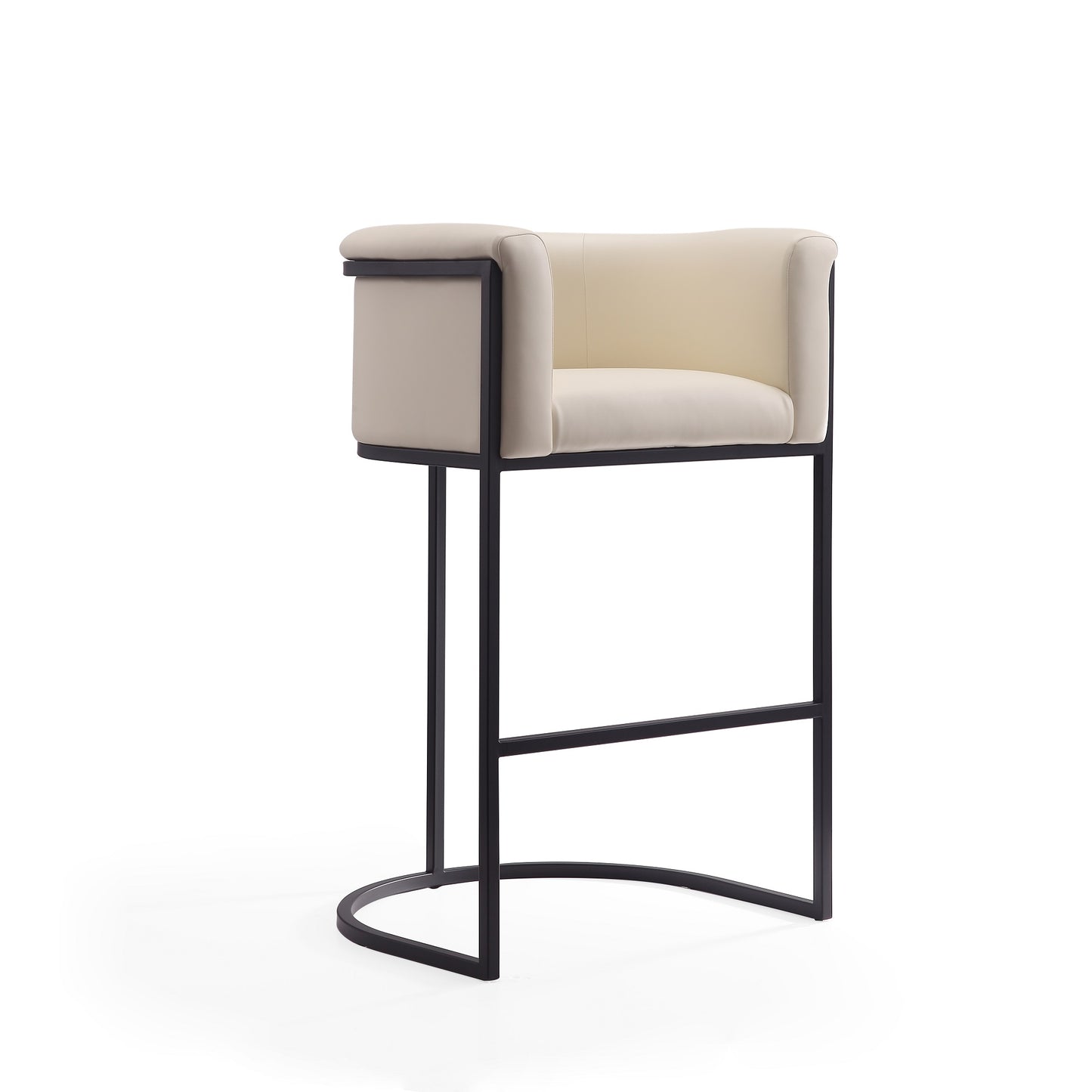 Manhattan Comfort Cosmopolitan 37.8 in. Cream and Black Metal Barstool (Set of 3) 3-BS015-CR