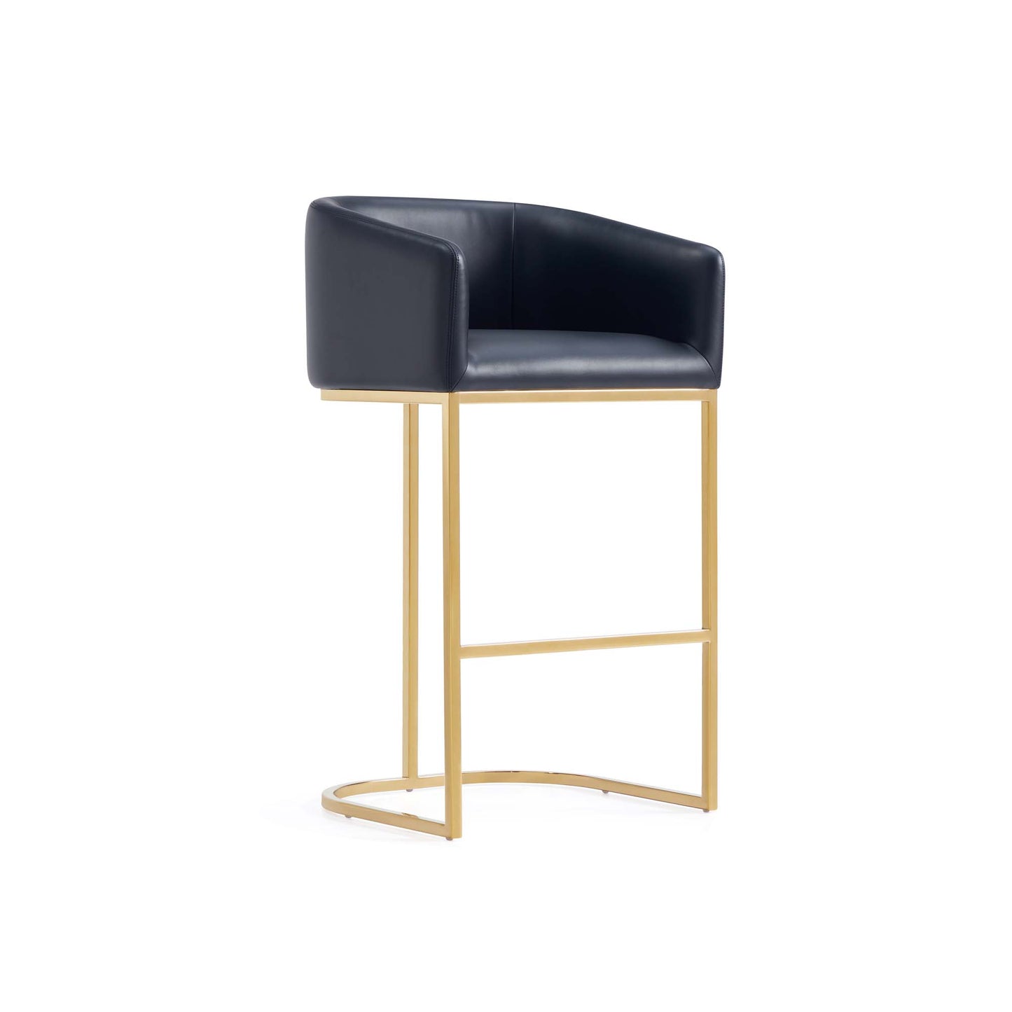 Louvre Mid-Century Modern Metal Upholstered Barstool in Black - Set of 3 3-BS016-BK