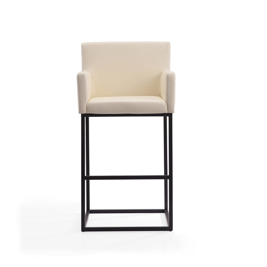 Ambassador Mid-Century Modern Metal Upholstered Barstool in Cream - Set of 3 3-BS017-CR
