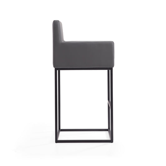 Manhattan Comfort Ambassador 42 in. Grey and Black Metal Barstool (Set of 3) 3-BS017-GY