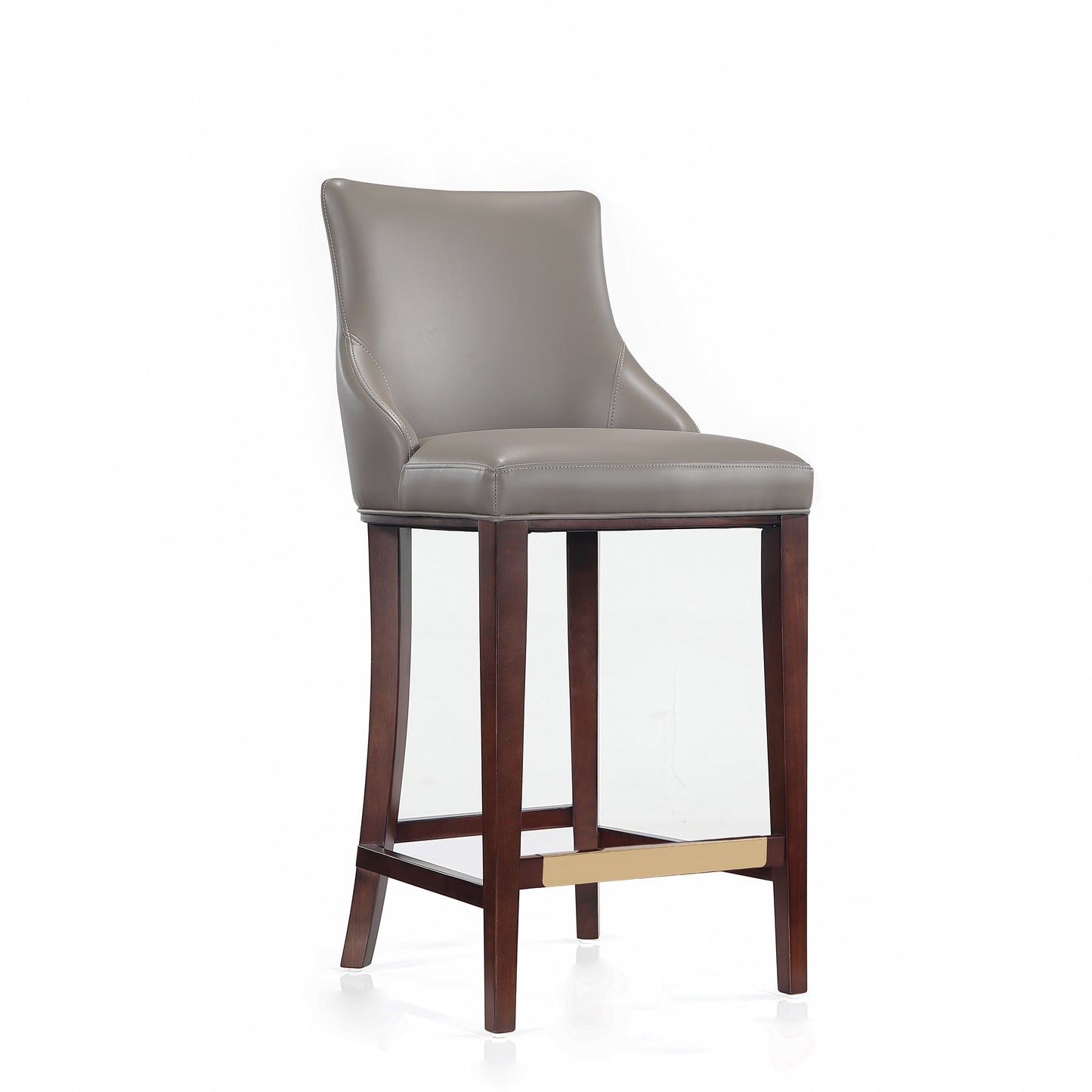 Manhattan Comfort Modern Shubert Barstool Upholstered in Dark Taupe Leatherette with Beech Wood Legs - Set of 3 3-BS019-DT
