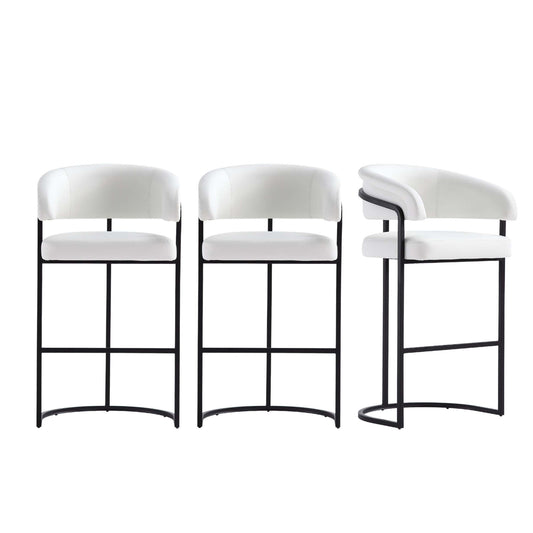 Augusta Modern Metal Upholstered Barstool in White - Set of 3 3-BS021-WH