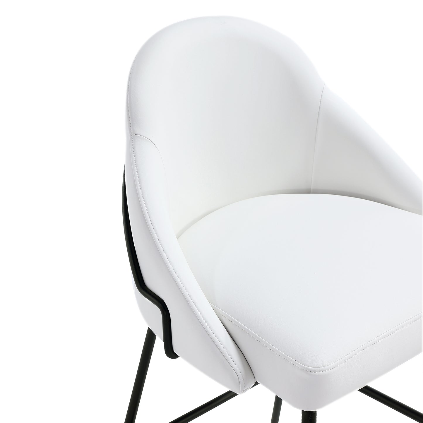 Gracie Modern Metal Upholstered Barstool in White and Black - Set of 3 3-BS022-BWH
