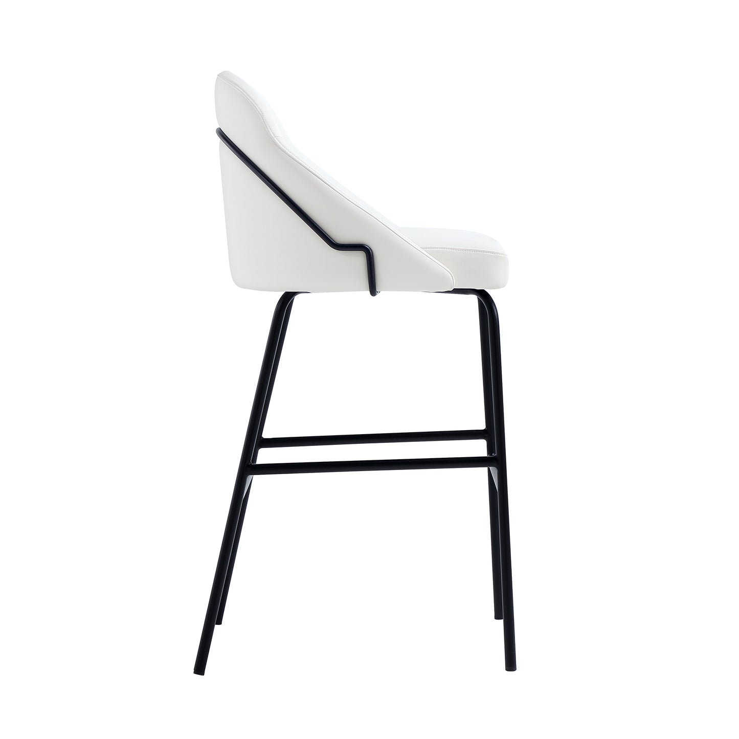 Gracie Modern Metal Upholstered Barstool in White and Black - Set of 3 3-BS022-BWH
