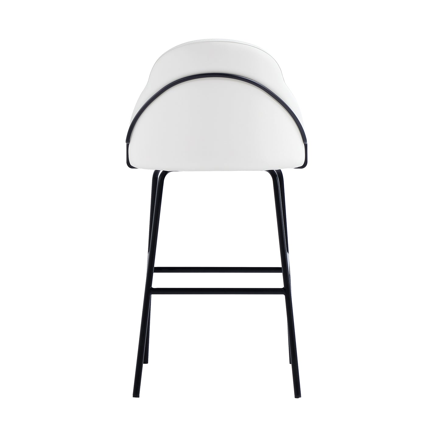 Gracie Modern Metal Upholstered Barstool in White and Black - Set of 3 3-BS022-BWH