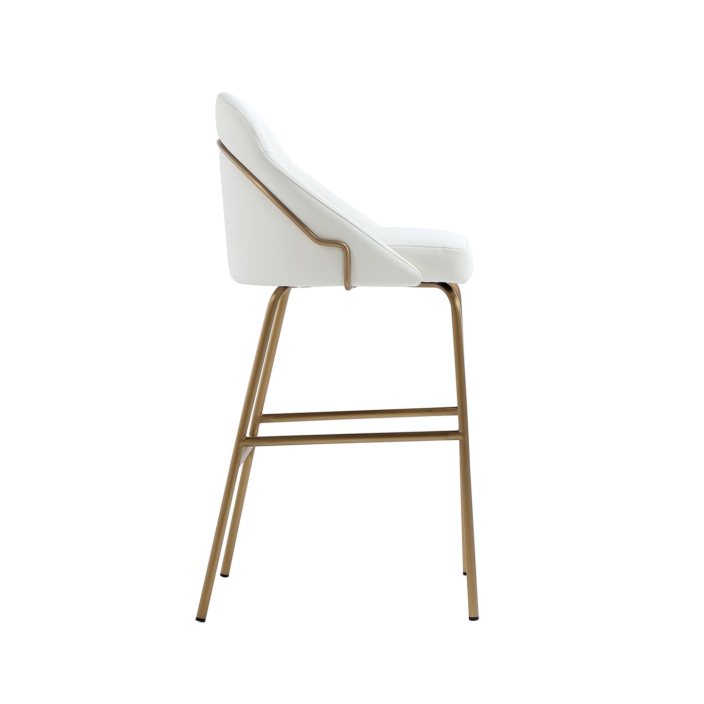 Gracie Modern Metal Upholstered Barstool in White and Gold - Set of 3 3-BS022-GWH
