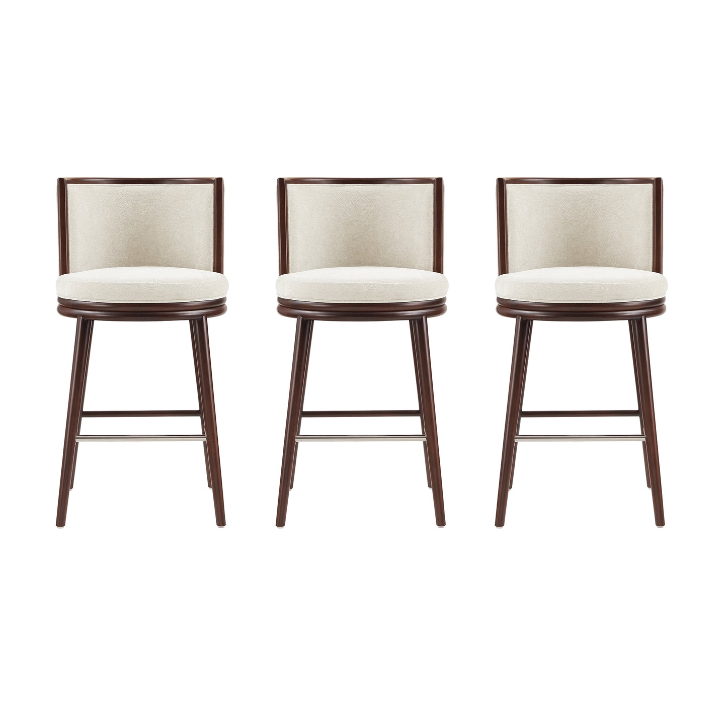 Evalyn Modern Wood Upholstered Barstool in Cream - Set of 3 3-BS024-CR