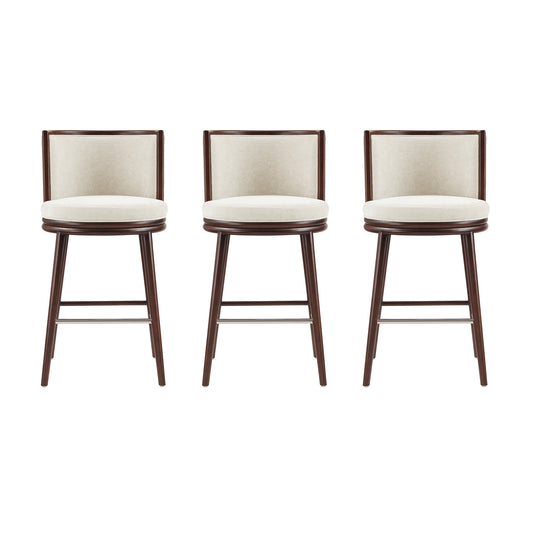 Evalyn Modern Wood Upholstered Barstool in Cream - Set of 3 3-BS024-CR