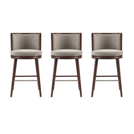 Evalyn Modern Wood Upholstered Barstool in Dove - Set of 3 3-BS024-DO