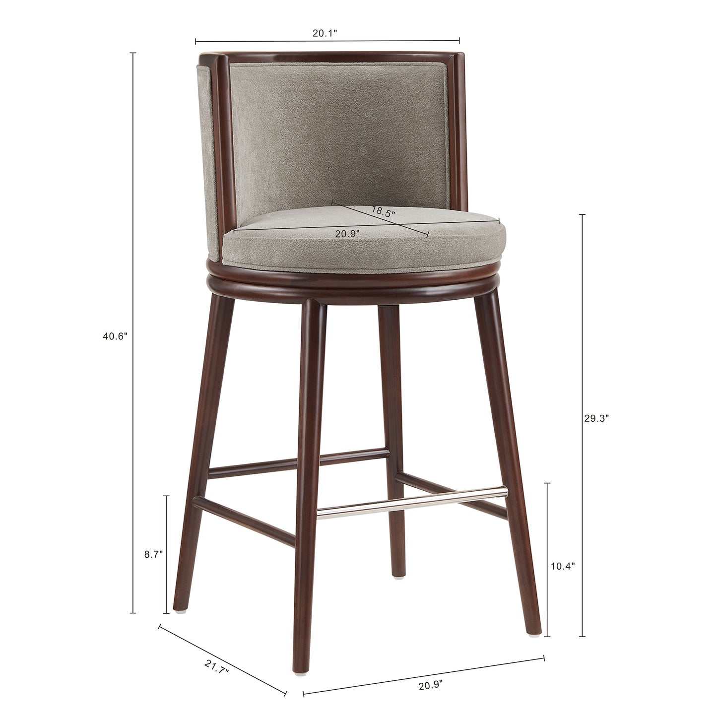 Evalyn Modern Wood Upholstered Barstool in Dove - Set of 3 3-BS024-DO