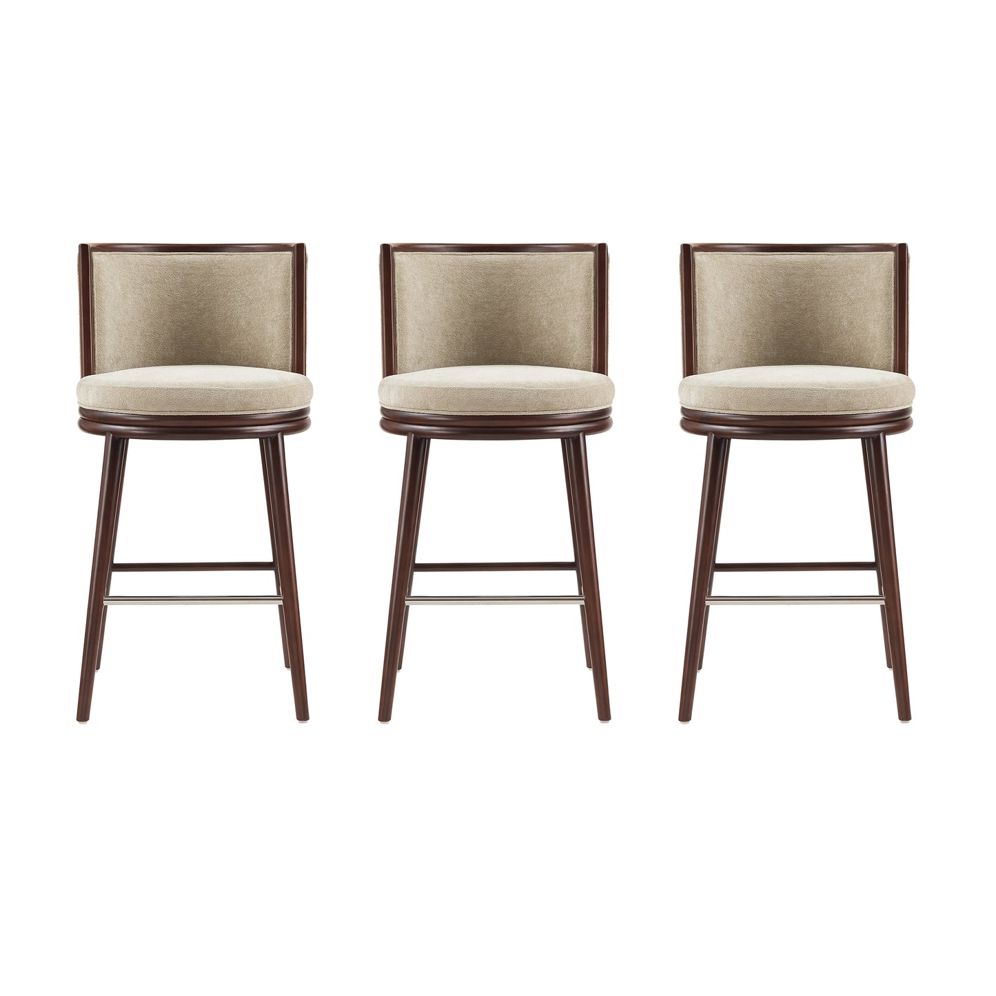 Evalyn Modern Wood Upholstered Barstool in Natural - Set of 3 3-BS024-NA