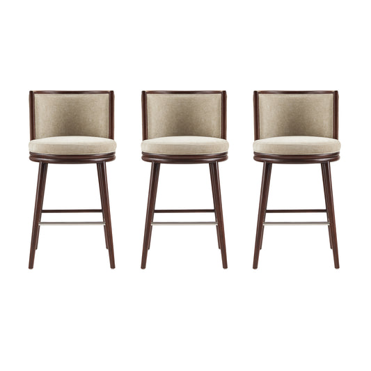 Evalyn Modern Wood Upholstered Barstool in Natural - Set of 3 3-BS024-NA