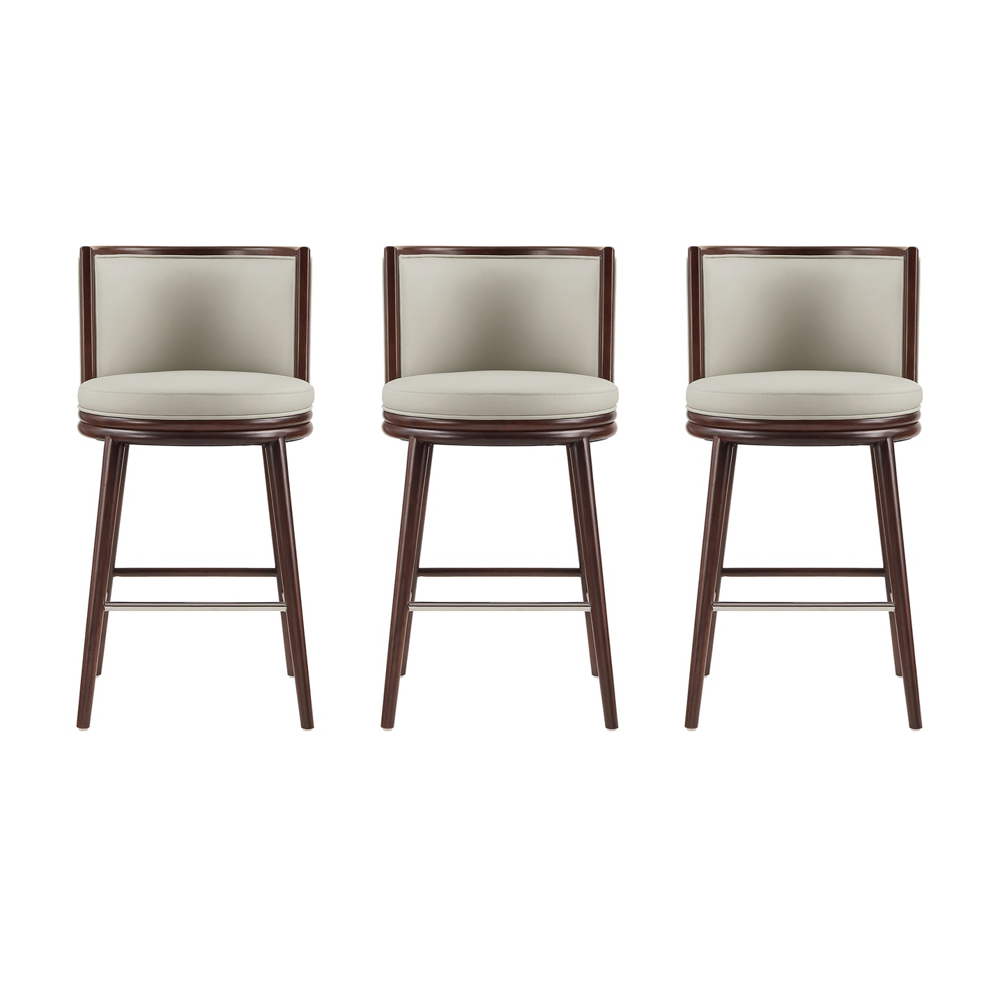 Evalyn Modern Wood Upholstered Barstool in Stone - Set of 3 3-BS024-ST