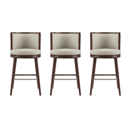 Evalyn Modern Wood Upholstered Barstool in Stone - Set of 3 3-BS024-ST