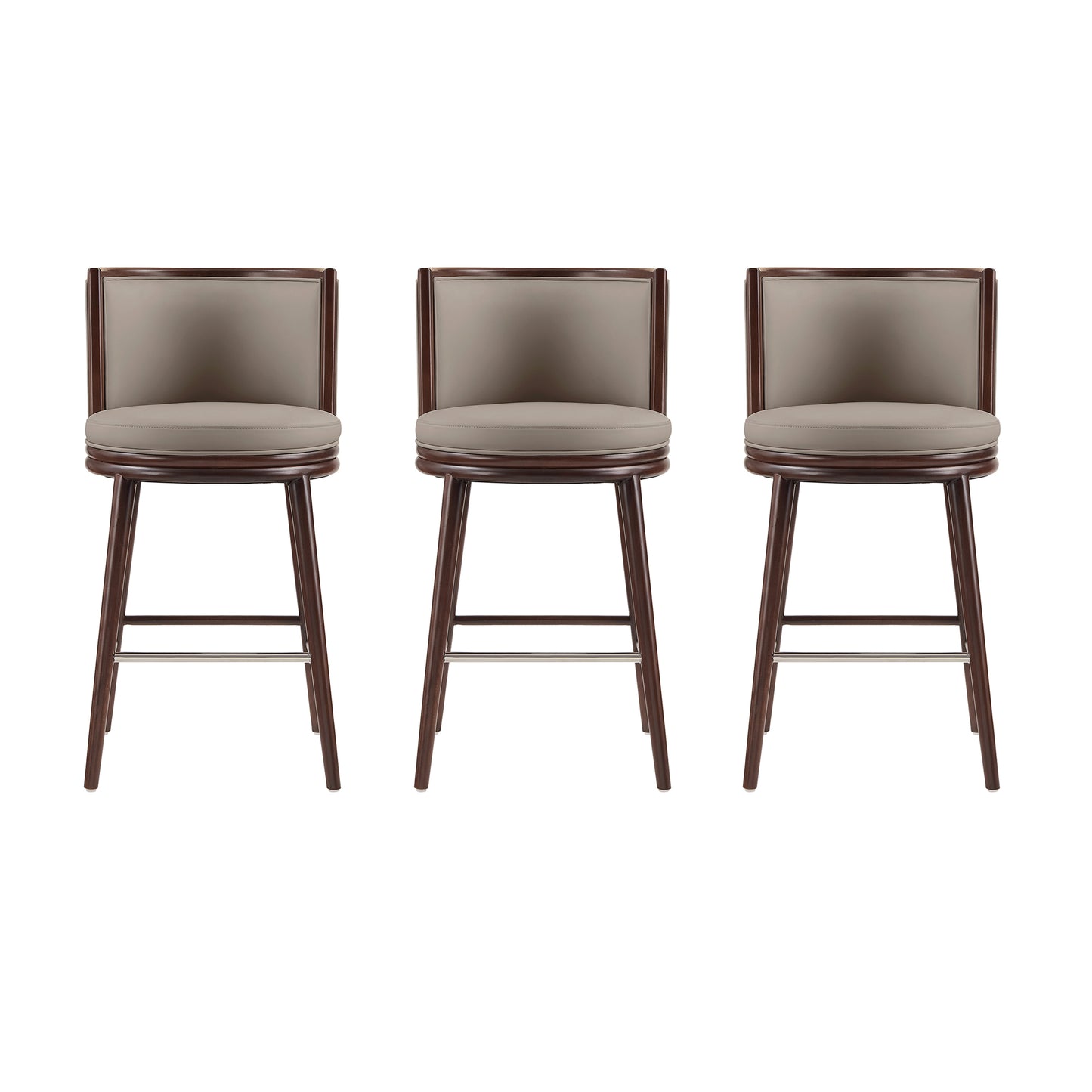 Evalyn Modern Wood Upholstered Barstool in Taupe - Set of 3 3-BS024-TP