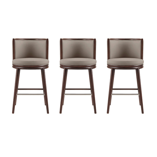 Evalyn Modern Wood Upholstered Barstool in Taupe - Set of 3 3-BS024-TP