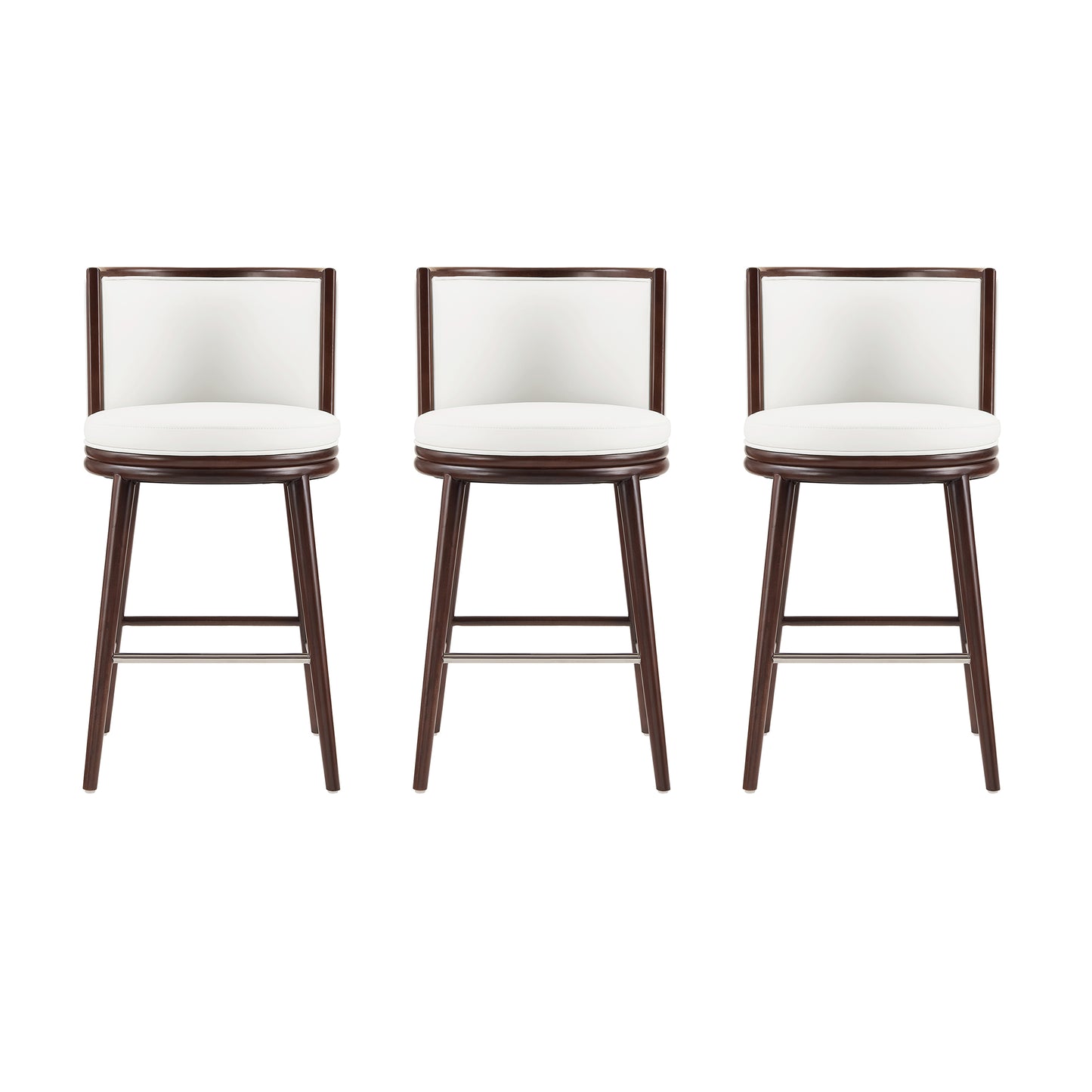 Evalyn Modern Wood Upholstered Barstool in White - Set of 3 3-BS024-WH