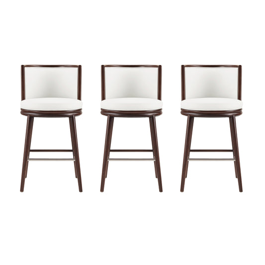 Evalyn Modern Wood Upholstered Barstool in White - Set of 3 3-BS024-WH