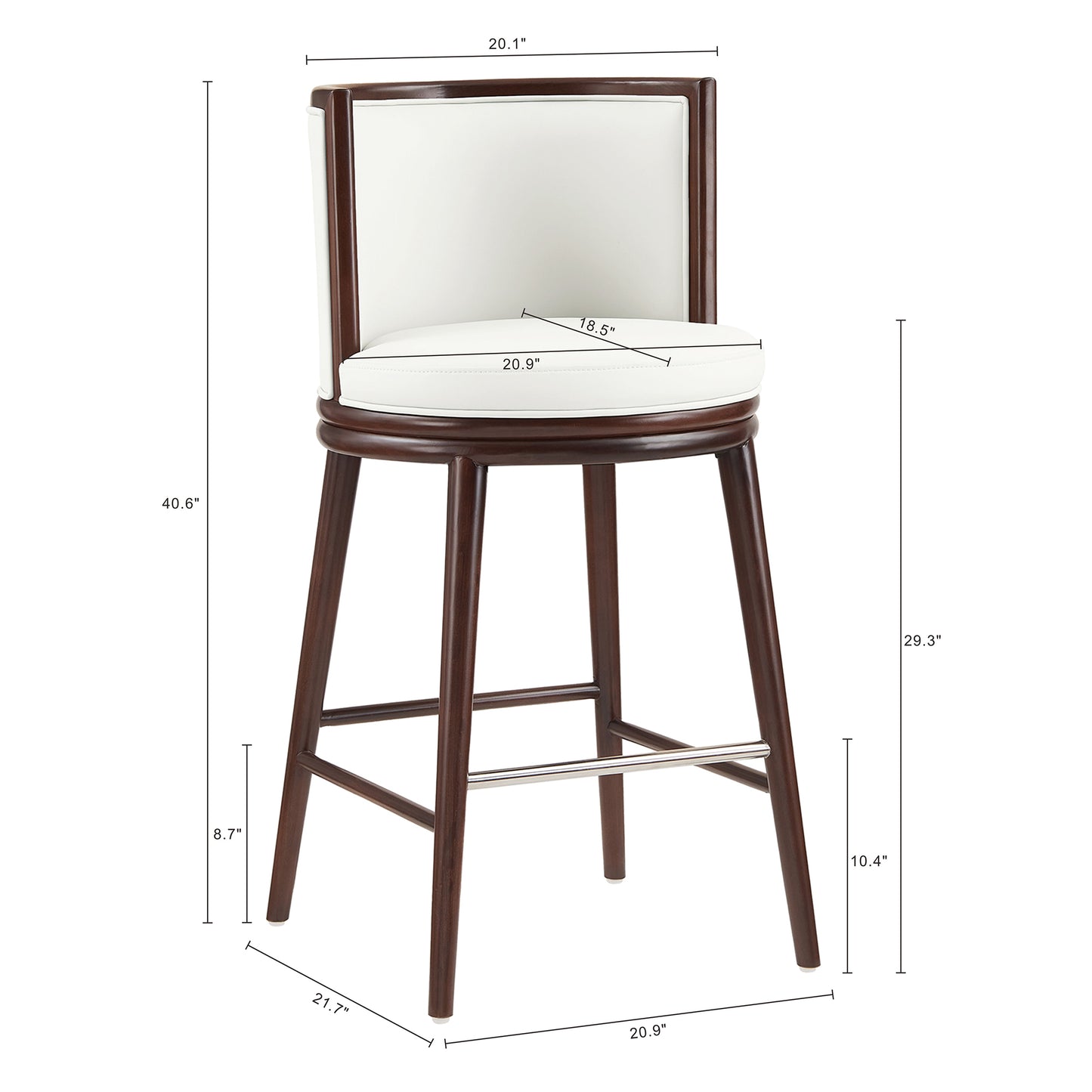Evalyn Modern Wood Upholstered Barstool in White - Set of 3 3-BS024-WH