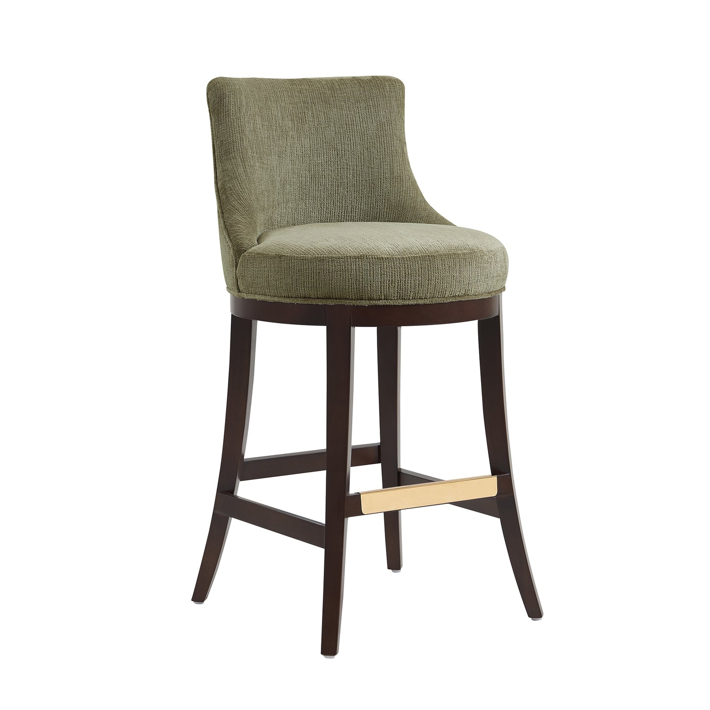 Lucia Modern Wood Upholstered Chenille Barstool in Leaf Green - Set of 3 3-BS025-GR