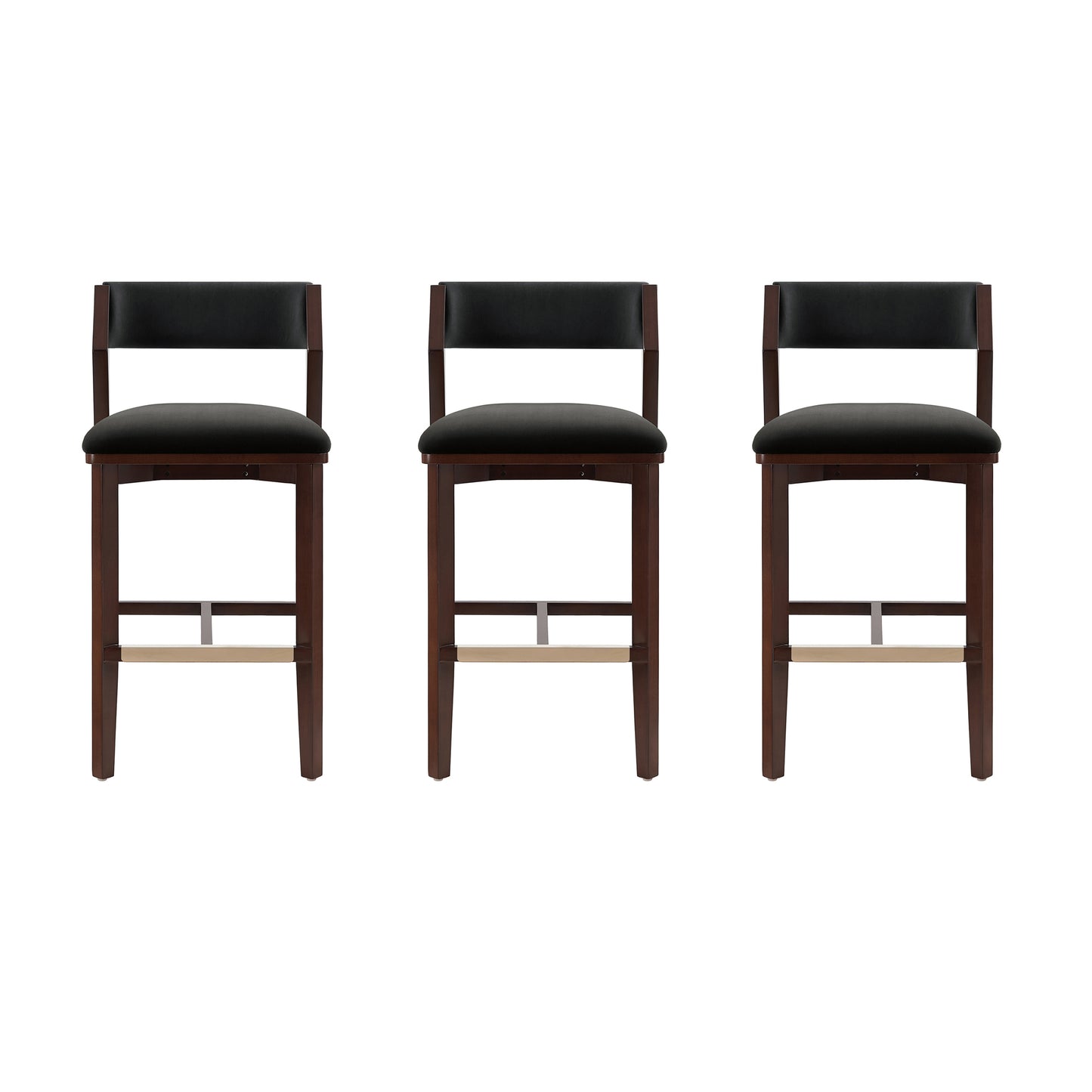 Patricia Modern Wood Upholstered Barstool in Black - Set of 3 3-BS026-BK