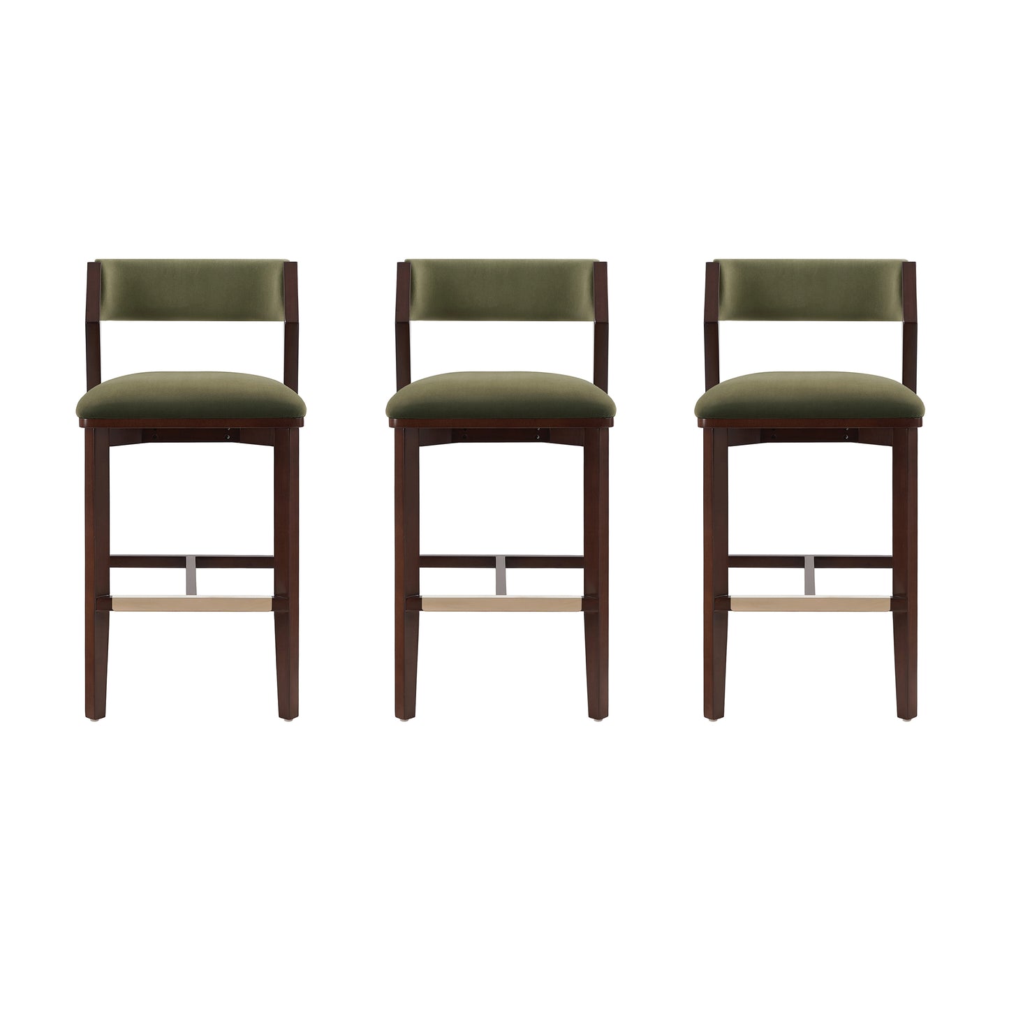 Patricia Modern Wood Upholstered Barstool in Turtle Green - Set of 3 3-BS026-GR