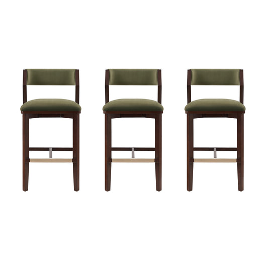 Patricia Modern Wood Upholstered Barstool in Turtle Green - Set of 3 3-BS026-GR