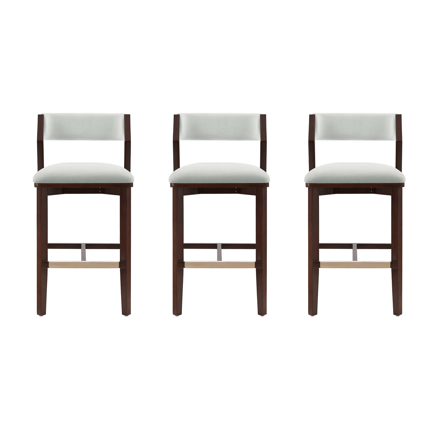 Patricia Modern Wood Upholstered Barstool in White Glacier - Set of 3 3-BS026-WH