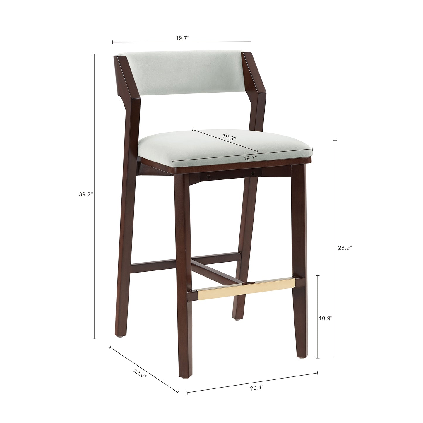 Patricia Modern Wood Upholstered Barstool in White Glacier - Set of 3 3-BS026-WH