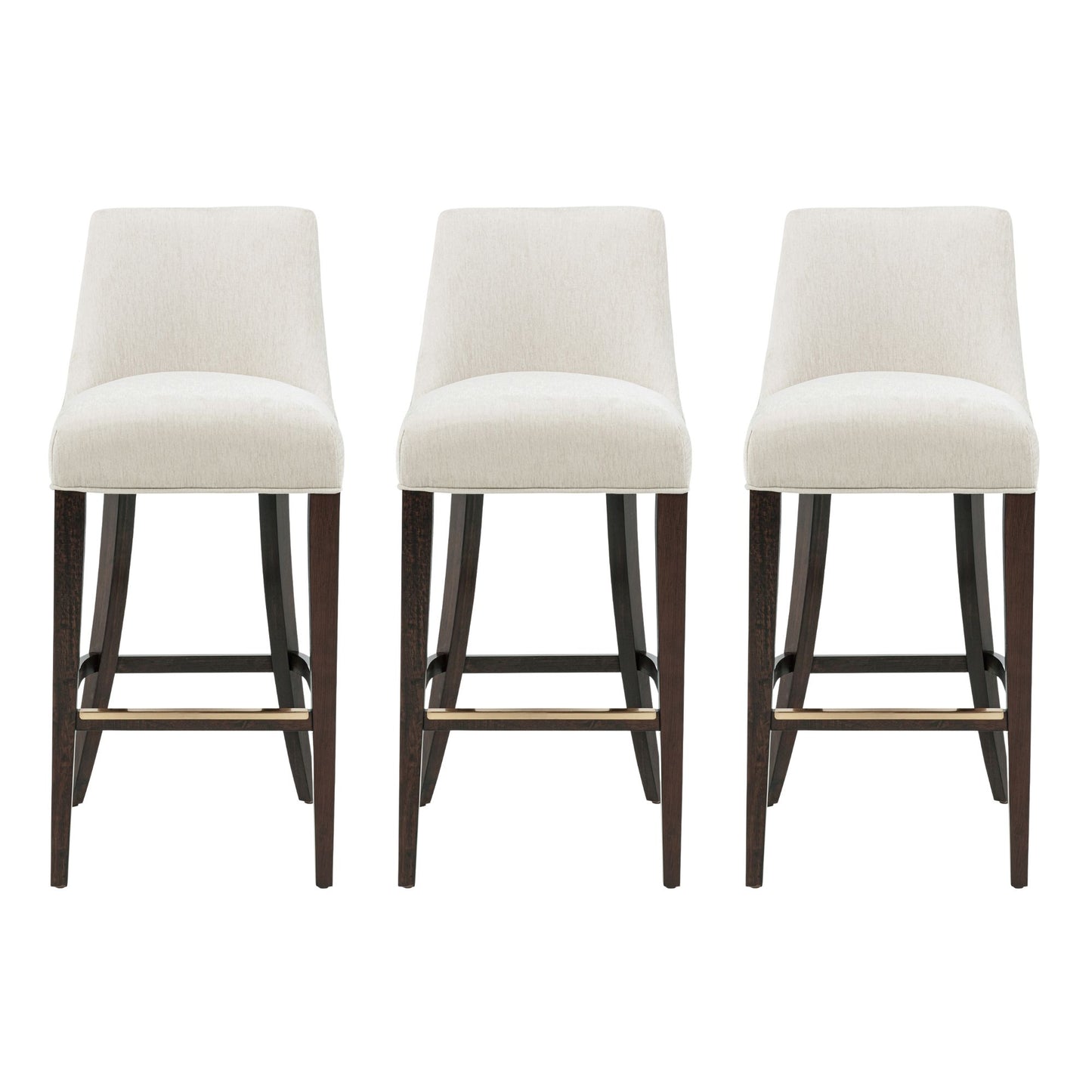 Beever Modern Wood Upholstered Chenille Barstool in Cream - Set of 3 3-BS027-CR