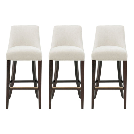 Beever Modern Wood Upholstered Chenille Barstool in Cream - Set of 3 3-BS027-CR