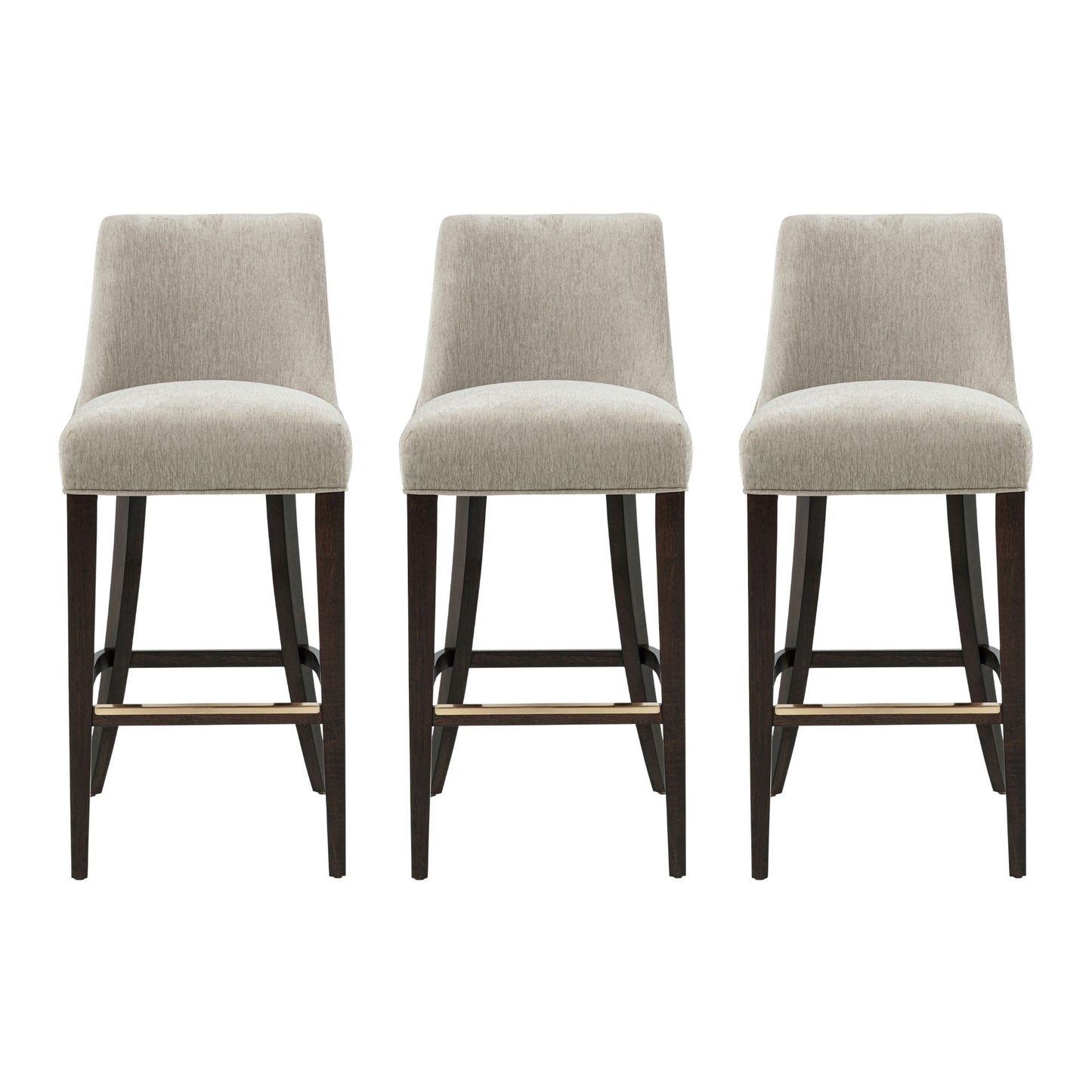 Beever Modern Wood Upholstered Chenille Barstool in Taupe - Set of 3 3-BS027-TP